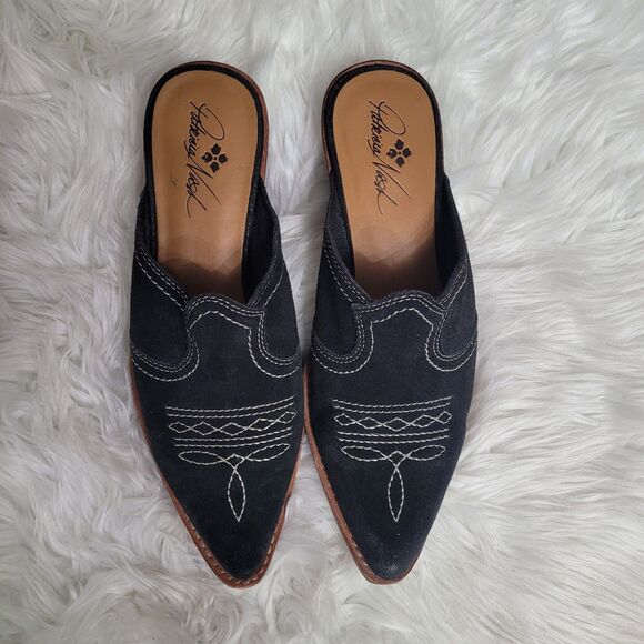 Patricia Nash Sz 8.5 Womens Battista Black Suede Pointed Toe Slip-On Mule Shoes - Picture 2 of 9